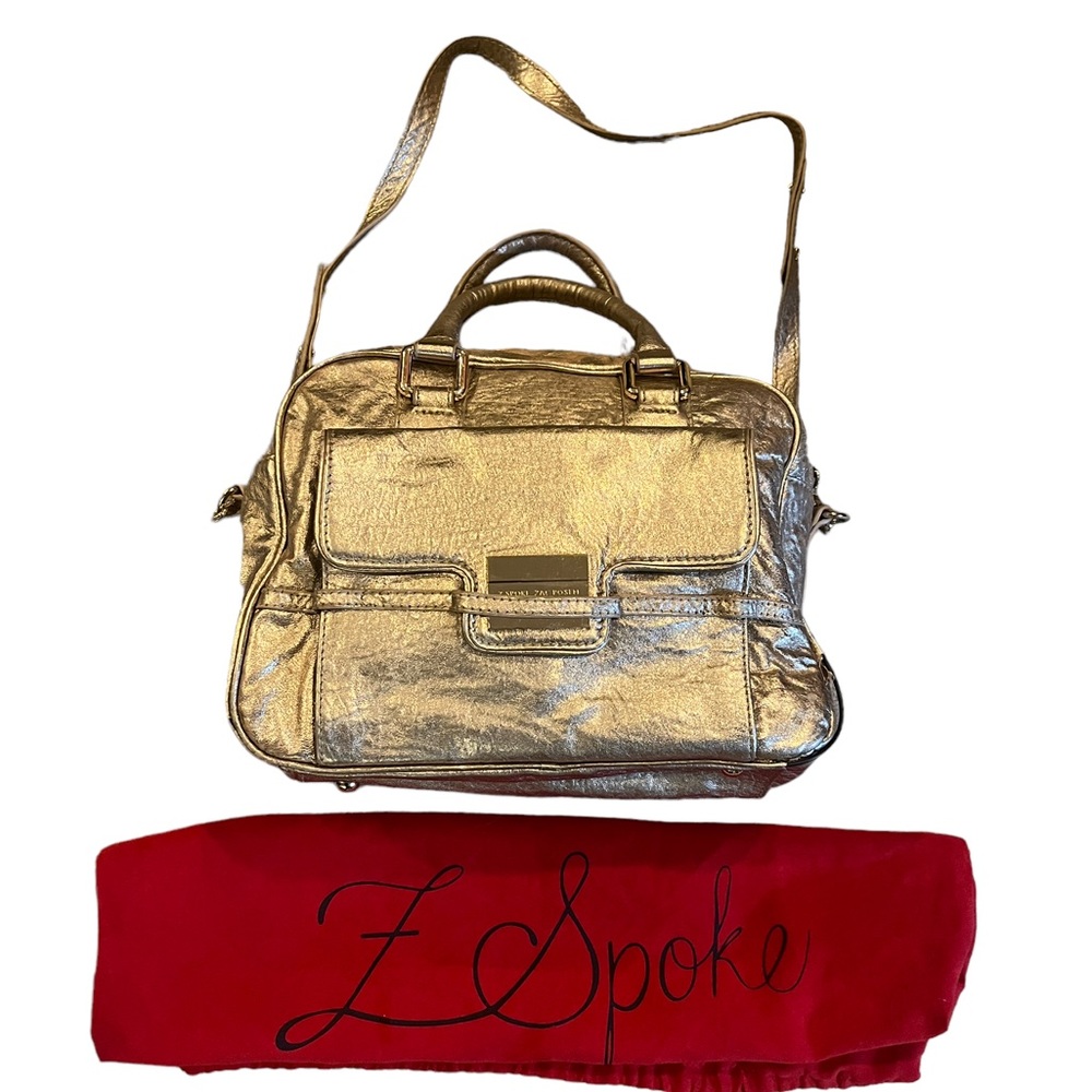 Zac Posen New York Rose Gold Leather Top Handle Crossbody W/ Detachable Strap